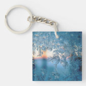 Elegant Winter Frosted Glass Ice Crystals Sleutelhanger (Voorkant)