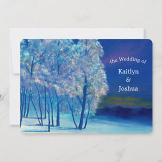 Elegant Winter Frosty Trees Wedding Kaart