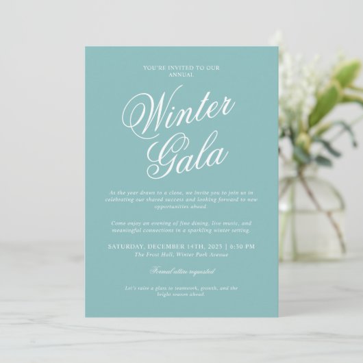 Elegant Winter Gala Invitation Formal Holiday Kaart (Staand voorkant)