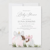 Elegant Winter Girl Baby shower Invitation Kaart (Voorkant)