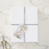 Elegant Winter Goud Bloemen en dennen Cadeaulabel (Met Touw)