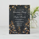 Elegant Winter Goud Glitter Kerstboom Party Kaart (Staand voorkant)