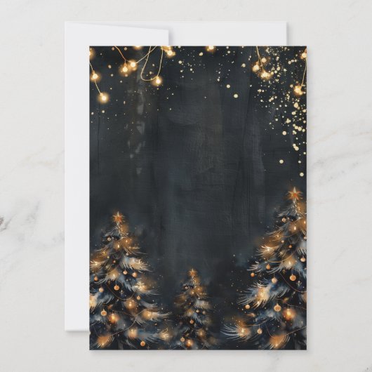 Elegant Winter Goud Glitter Kerstboom Party Kaart (Achterkant)