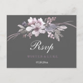 Elegant Winter Gray Floral Wedding RSVP Uitnodiging Briefkaart (Voorkant)