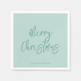 Elegant Winter Green Minimalist Script Christmas Servet