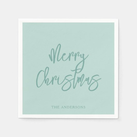 Elegant Winter Green Minimalist Script Christmas Servet (Voorkant)
