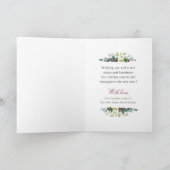 Elegant Winter Greenery Burgundy Monogram Wreath Feestdagen Kaart (Binnen)