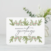Elegant Winter Greenery Business ADD LOGO Feestdagenkaart (Staand voorkant)
