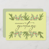 Elegant Winter Greenery Business ADD LOGO Feestdagenkaart (Voorkant / Achterkant)