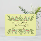 Elegant Winter Greenery Business ADD LOGO Feestdagenkaart (Staand voorkant)