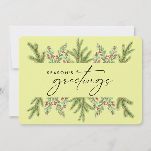 Elegant Winter Greenery Business ADD LOGO Feestdagenkaart (Voorkant)