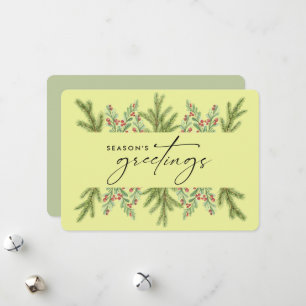 Elegant Winter Greenery Business ADD LOGO Feestdagenkaart
