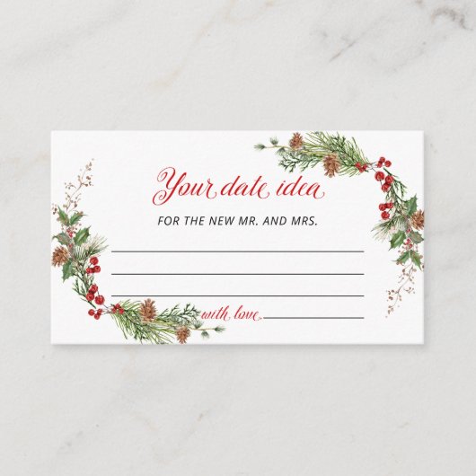 Elegant Winter Greenery Date idea Informatiekaartje (Voorkant)