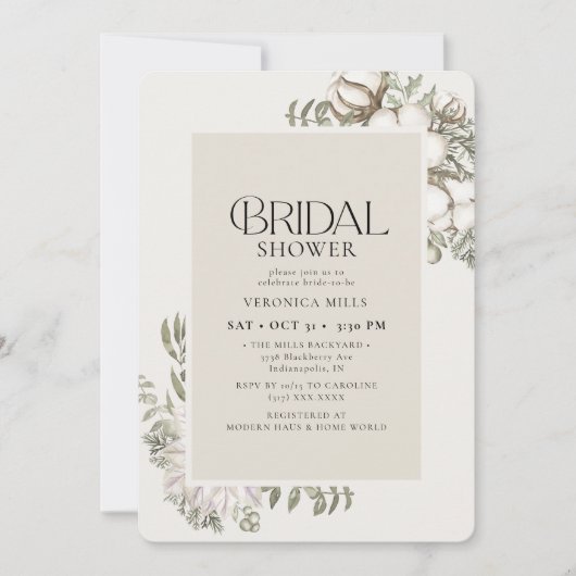 Elegant Winter Greenery Floral Vrijgezellenfeest Kaart (Voorkant)