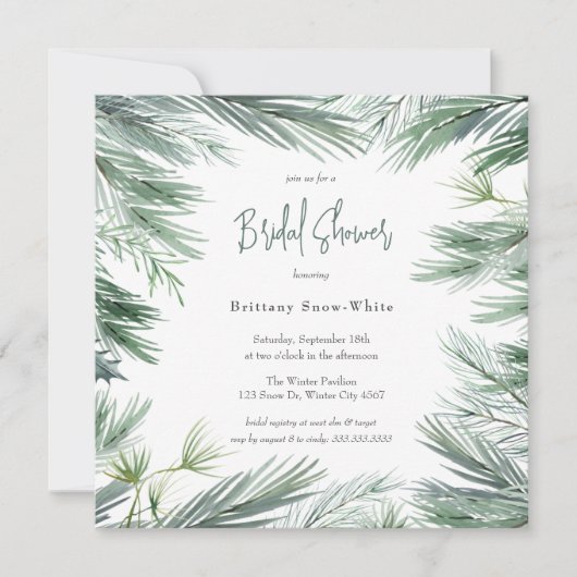 Elegant Winter Greenery Foliage Vrijgezellenfeest Kaart (Voorkant)