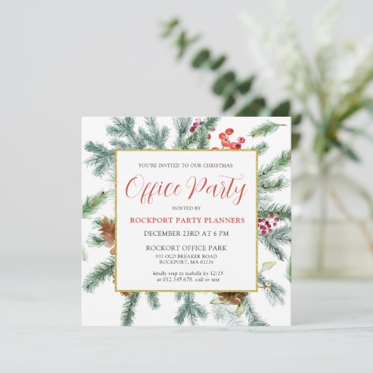 Elegant Winter Greenery kerstfeest Kantoor Kaart (Staand voorkant)