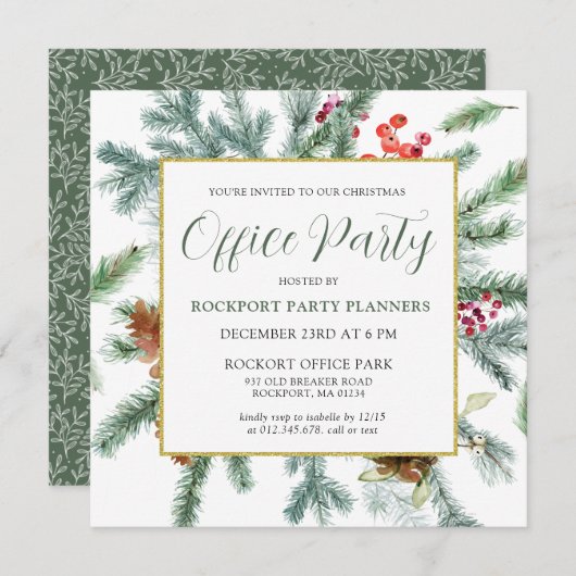 Elegant Winter Greenery kerstfeest Kantoor Kaart (Voorkant / Achterkant)