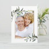 Elegant Winter Greenery Kerstfeestdag Foto Feestdagenkaart (Staand voorkant)