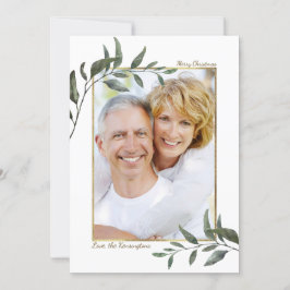 Elegant Winter Greenery Kerstfeestdag Foto Feestdagenkaart