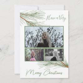 Elegant Winter Greenery Merry Kerstboom Foto Feestdagenkaart