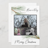 Elegant Winter Greenery Merry Kerstboom Foto Feestdagenkaart (Voorkant / Achterkant)