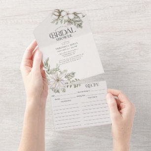 Elegant Winter Greenery Vrijgezellenfeest & Recipe All In One Uitnodiging