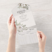 Elegant Winter Greenery Vrijgezellenfeest & Recipe All In One Uitnodiging (Afscheurbaar)