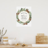 Elegant Winter Greenery Vrijgezellenfeest Welkom Poster (Keuken)