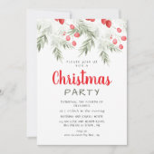 Elegant Winter Greenery Watercolor Christmas Party Kaart (Voorkant)