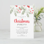 Elegant Winter Greenery Watercolor Christmas Party Kaart (Staand voorkant)
