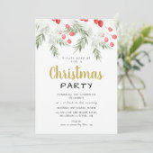 Elegant Winter Greenery Watercolor Christmas Party Kaart (Staand voorkant)