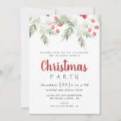 Elegant Winter Greenery Watercolor Christmas Party Kaart (Voorkant)