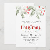 Elegant Winter Greenery Watercolor Christmas Party Kaart (Voorkant / Achterkant)