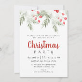 Elegant Winter Greenery Watercolor Christmas Party Kaart (Voorkant)