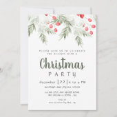 Elegant Winter Greenery Watercolor Christmas Party Kaart (Voorkant)