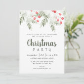 Elegant Winter Greenery Watercolor Christmas Party Kaart (Staand voorkant)