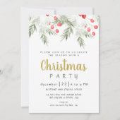 Elegant Winter Greenery Watercolor Christmas Party Kaart (Voorkant)
