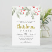 Elegant Winter Greenery Watercolor Christmas Party Kaart (Staand voorkant)