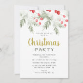 Elegant Winter Greenery Watercolor Christmas Party Kaart (Voorkant)