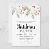 Elegant Winter Greenery Watercolor Christmas Party Kaart (Voorkant)