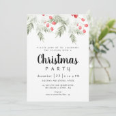 Elegant Winter Greenery Watercolor Christmas Party Kaart (Staand voorkant)