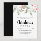 Elegant Winter Greenery Watercolor Christmas Party Kaart (Voorkant / Achterkant)