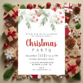 Elegant Winter Greenery Watercolor Christmas Party Kaart