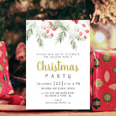Elegant Winter Greenery Watercolor Christmas Party Kaart