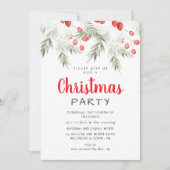 Elegant Winter Greenery Watercolor Christmas Party Kaart (Voorkant)
