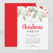 Elegant Winter Greenery Watercolor Christmas Party Kaart (Voorkant / Achterkant)