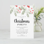 Elegant Winter Greenery Watercolor Christmas Party Kaart (Staand voorkant)