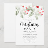 Elegant Winter Greenery Watercolor Christmas Party Kaart (Voorkant / Achterkant)