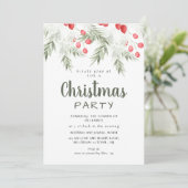 Elegant Winter Greenery Watercolor Christmas Party Kaart (Staand voorkant)