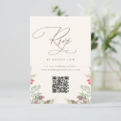 Elegant Winter Greenery Watercolor Wedding QR RSVP Kaart (Staand voorkant)